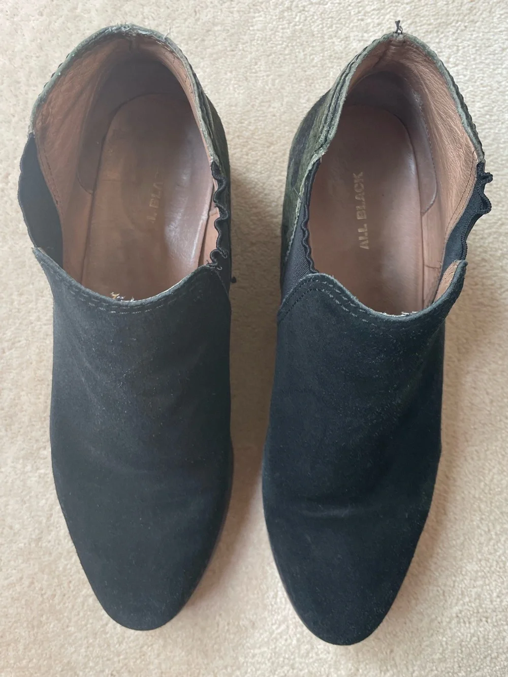 All Black Women's Black Suede Ankle Booties